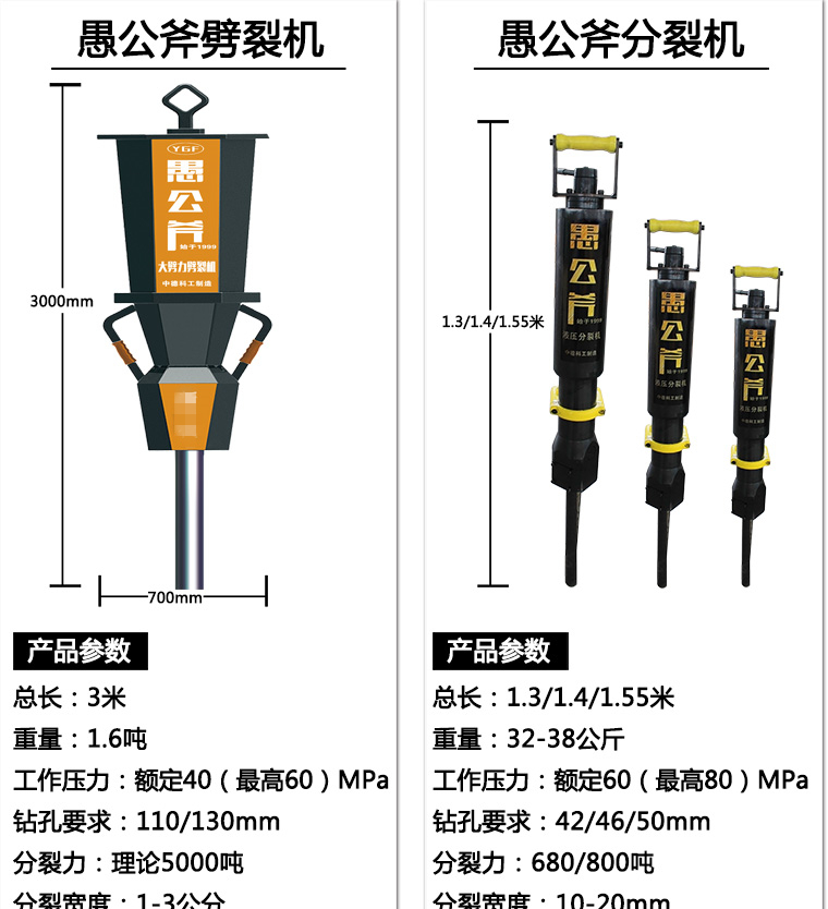 矿山开采岩石愚公斧开山机劈裂机厂家出厂价